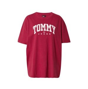 Tommy Jeans Tričko 'VARSITY'  ohnivo červená / biela