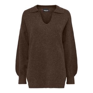 PIECES Oversize sveter 'Noola'  hnedá / čierna / biela